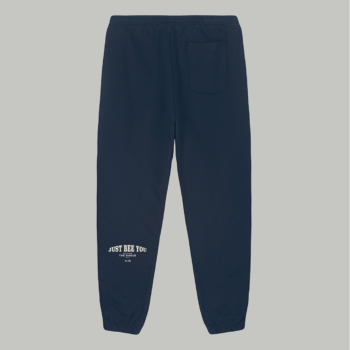 donkerblauwe sweatpants met geborduurd logo